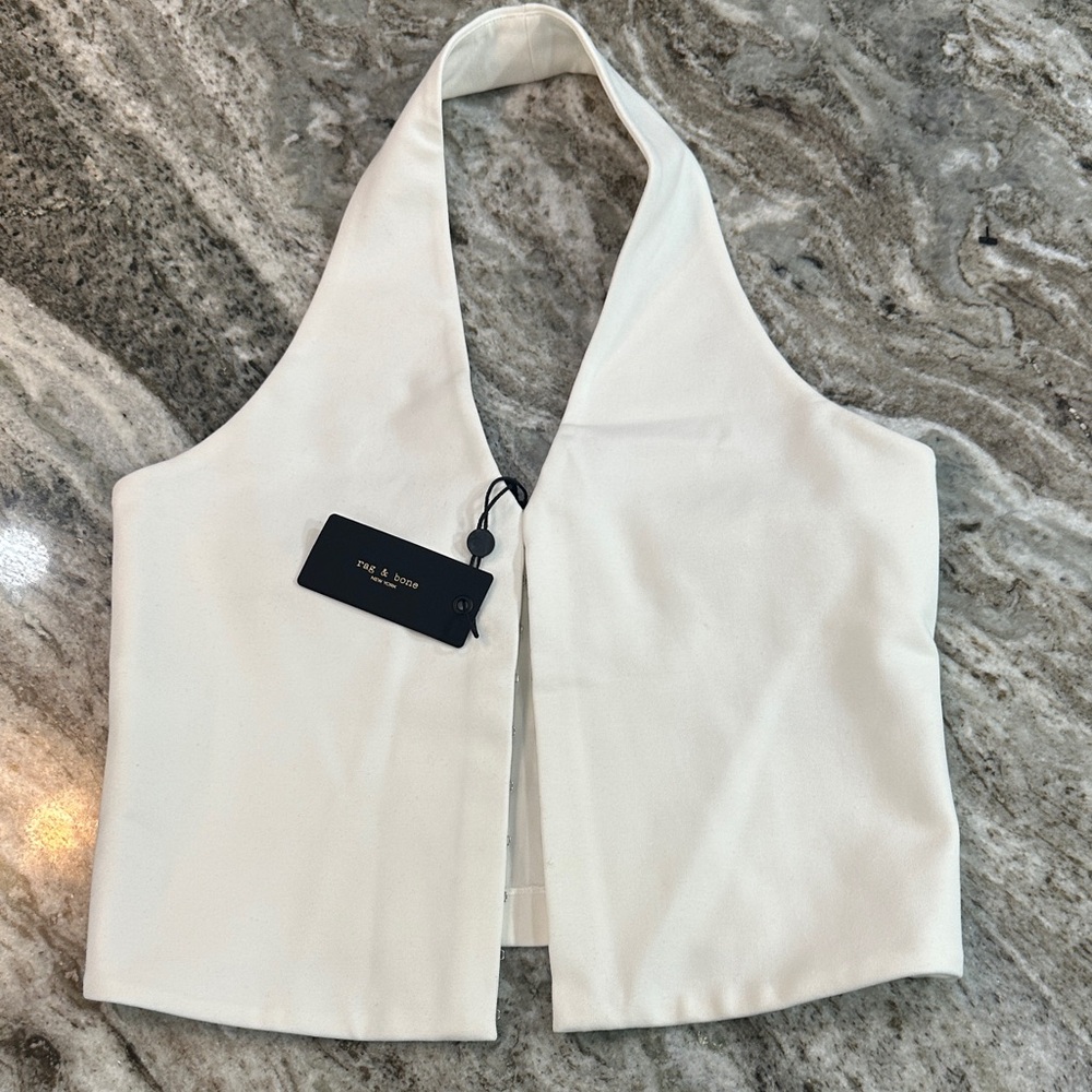 rag & bone Cream Halter Crop Top